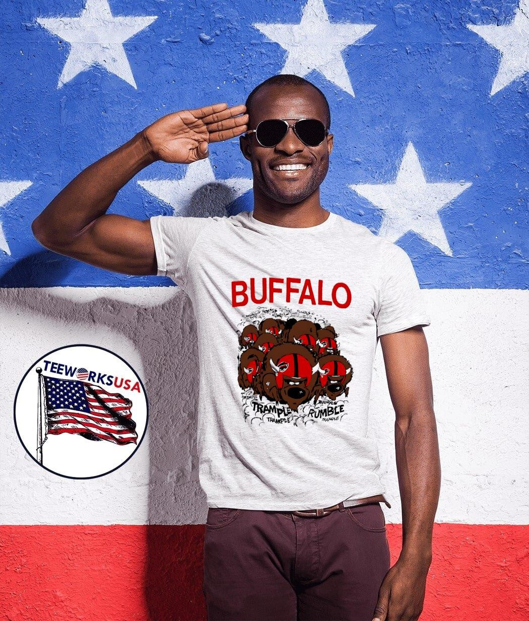 Buffalo Football trample rumble design cartoon - Adult & Kids T-Shirts, Sweatshirts & Hoodies apparel design preview 1