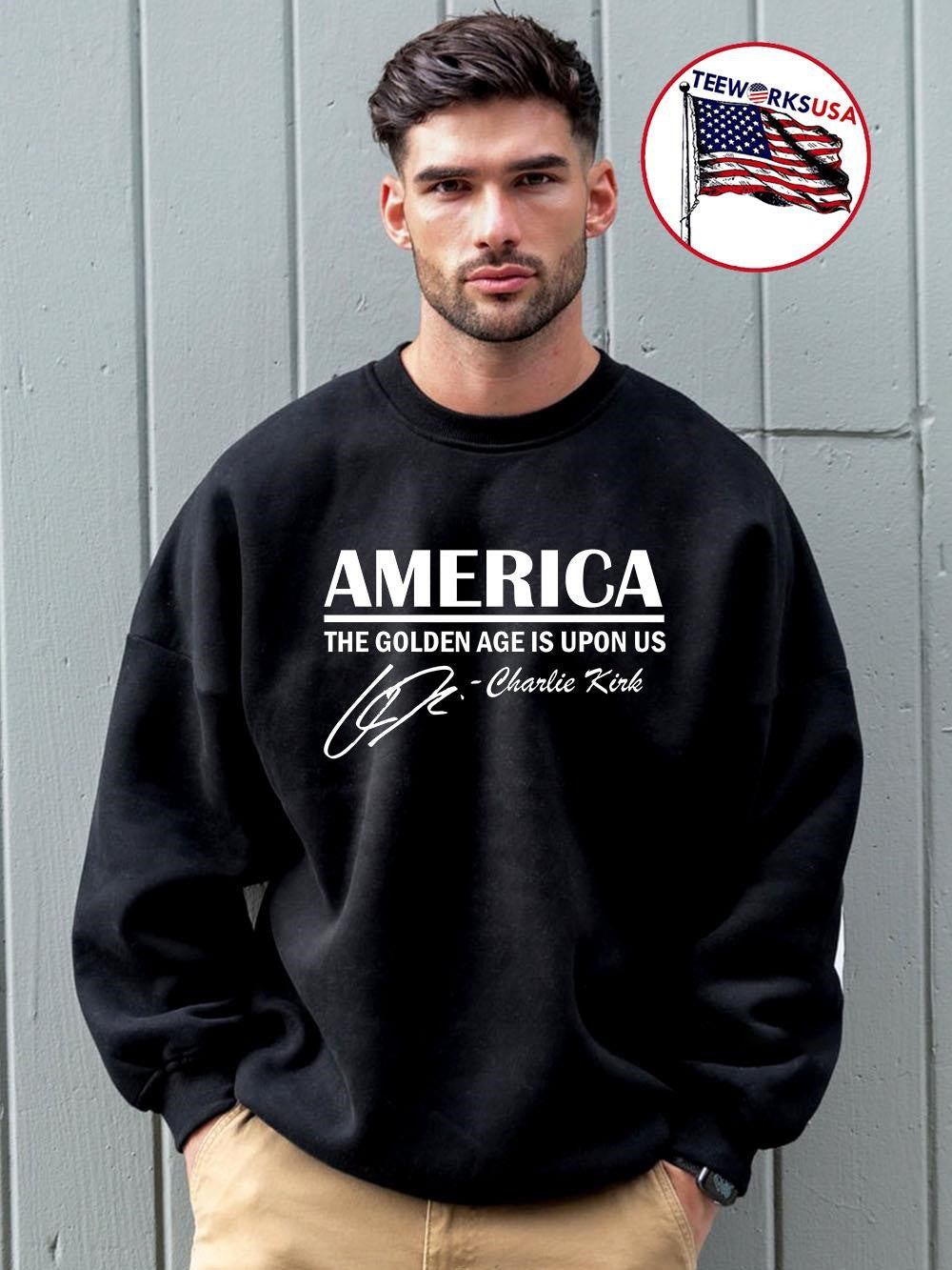 America The Golden Age Is Upon Us Charlie Kirk - Adult & Kids T-Shirts, Sweatshirts & Hoodies apparel design preview 3