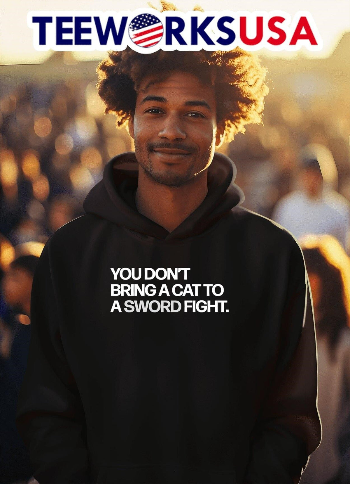 You Don't Bring A Cat To Sword Fight - Adult & Kids T-Shirts, Sweatshirts & Hoodies apparel design preview 2