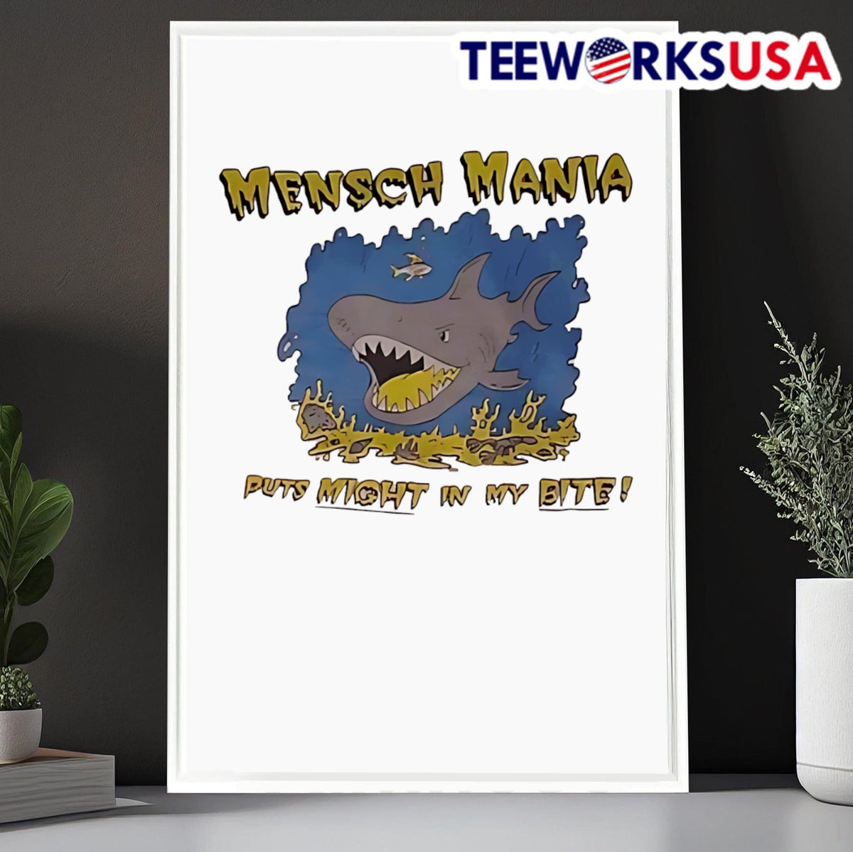 Mensch Mania puts might in my bite retro - Adult & Kids T-Shirts, Sweatshirts & Hoodies apparel design preview 6