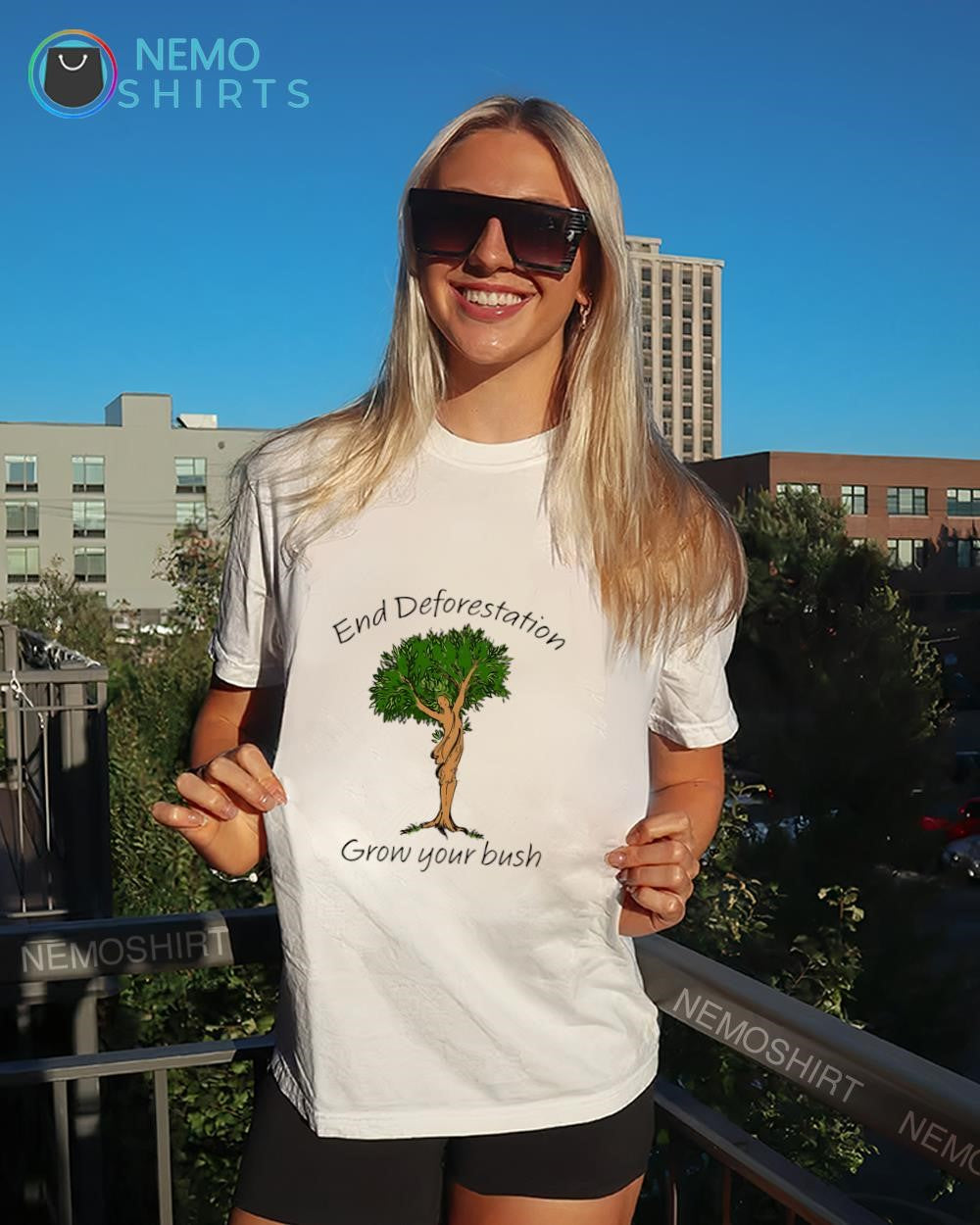 Tree character end deforestation grow your bush - Adult & Kids T-Shirts, Sweatshirts & Hoodies apparel design preview 4