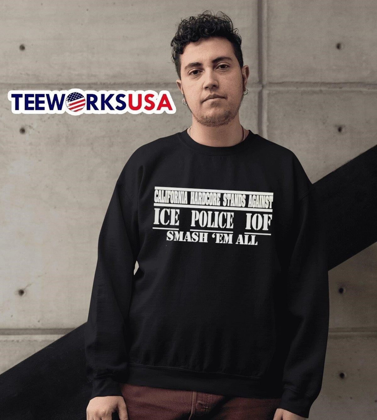 California hardcore stands against ice police IOF - Adult & Kids T-Shirts, Sweatshirts & Hoodies apparel design preview 6