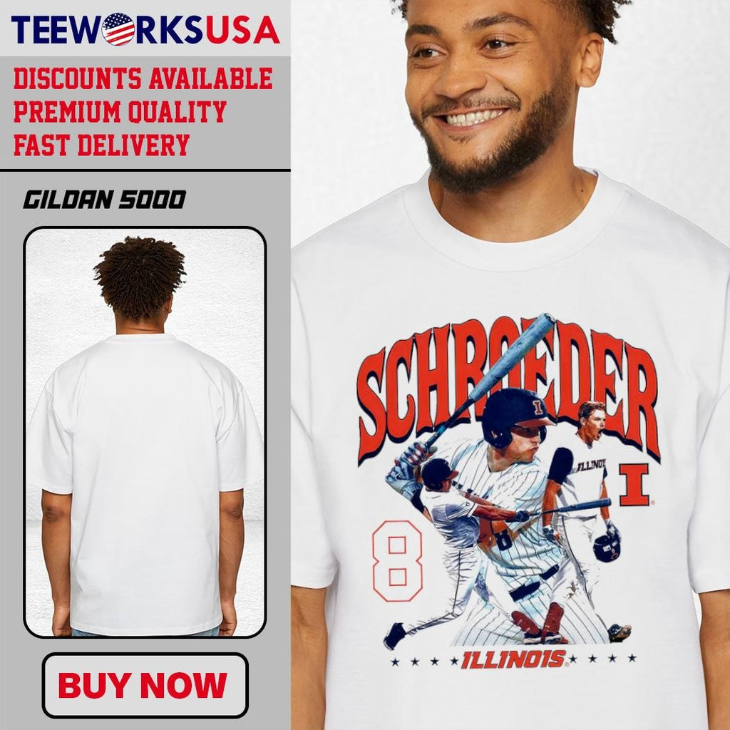 Illinois Fighting Illini Jacob Schroeder 8 baseball - Adult & Kids T-Shirts, Sweatshirts & Hoodies apparel design preview 1