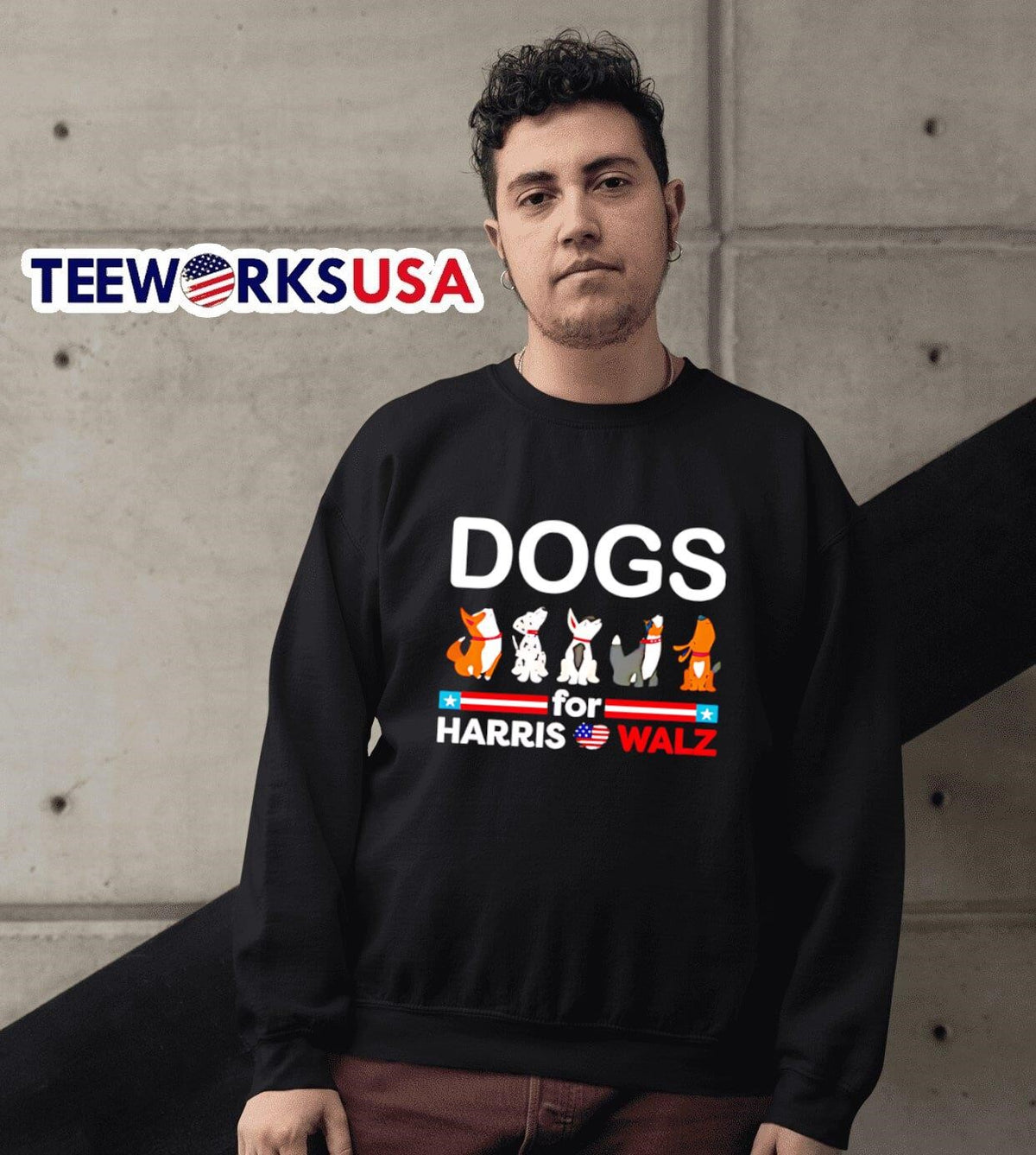 Dogs for Harris Walz cartoon - Adult & Kids T-Shirts, Sweatshirts & Hoodies apparel design preview 3