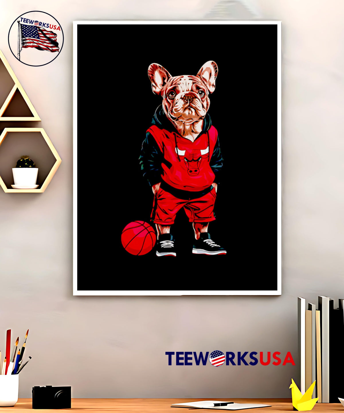Chicago Bulls French Bulldog Hoop Dogs - Adult & Kids T-Shirts, Sweatshirts & Hoodies apparel design preview 5