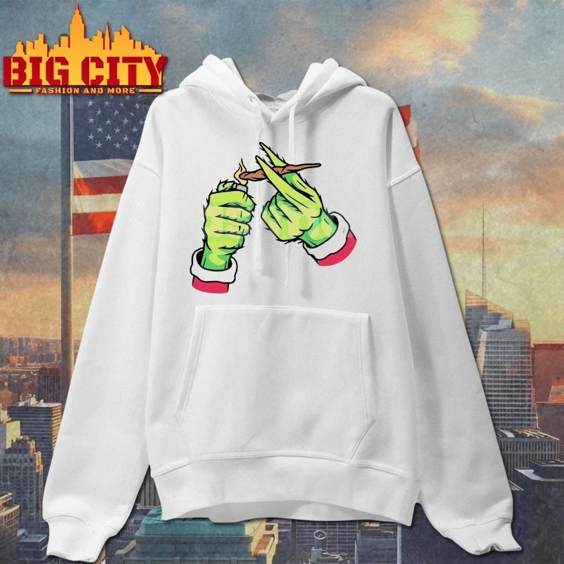Grinch hand Dank Merry Xmas Cannabis Leaf - Adult & Kids T-Shirts, Sweatshirts & Hoodies apparel design preview 2
