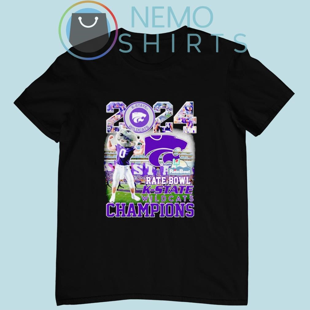 2024 Kansas State Wildcats Rate Bowl champions mascot - Adult & Kids T-Shirts, Sweatshirts & Hoodies apparel design preview 1