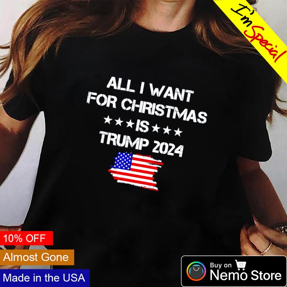 All I want for Christmas is Trump 2024 US flag - Adult & Kids T-Shirts, Sweatshirts & Hoodies apparel design preview 2