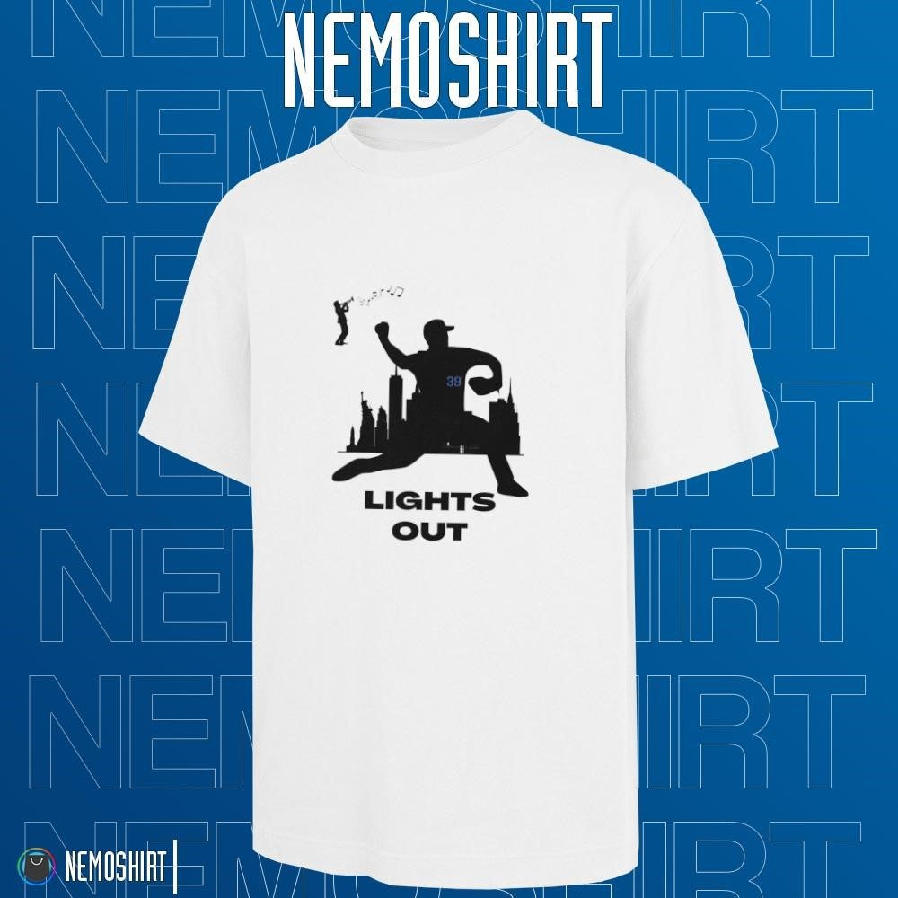 Lights out Edwin Diaz New York Mets baseball trumpet - Adult & Kids T-Shirts, Sweatshirts & Hoodies apparel design preview 1