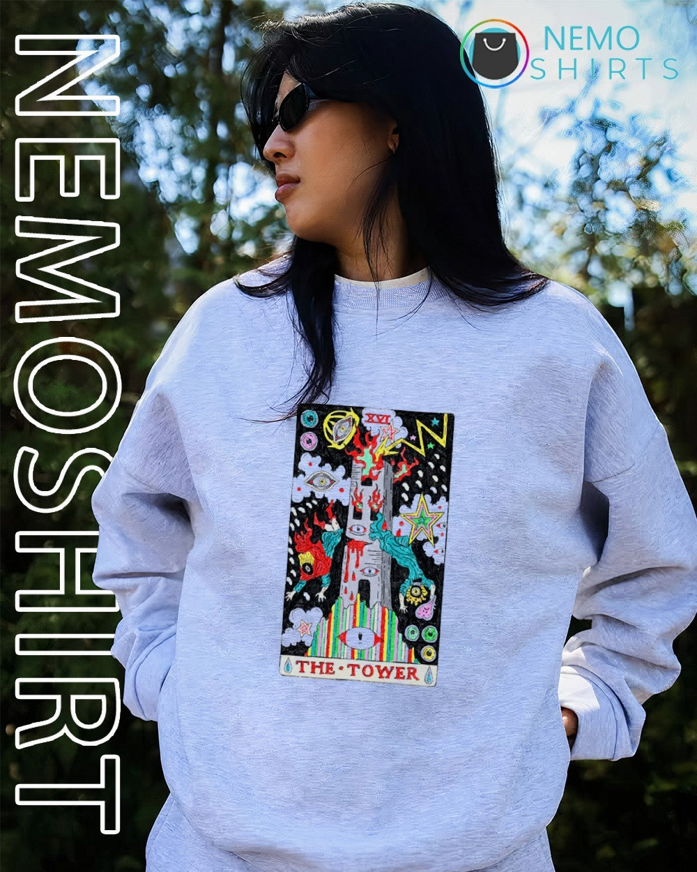 The tower tarot card sweater and tank top - Adult & Kids T-Shirts, Sweatshirts & Hoodies apparel design preview 2