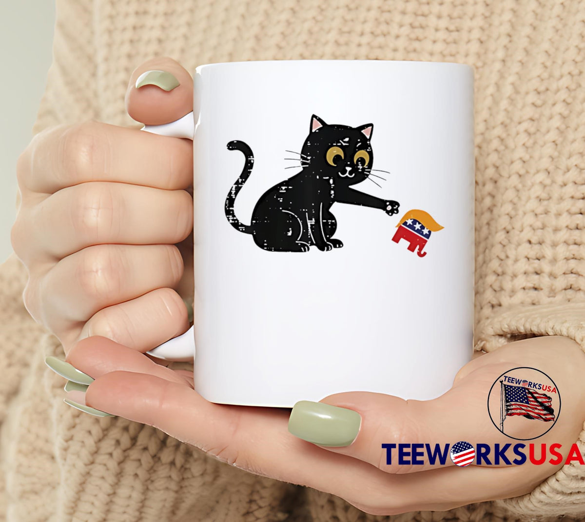 Resist cat tipping elephant protest Trump - Adult & Kids T-Shirts, Sweatshirts & Hoodies apparel design preview 6