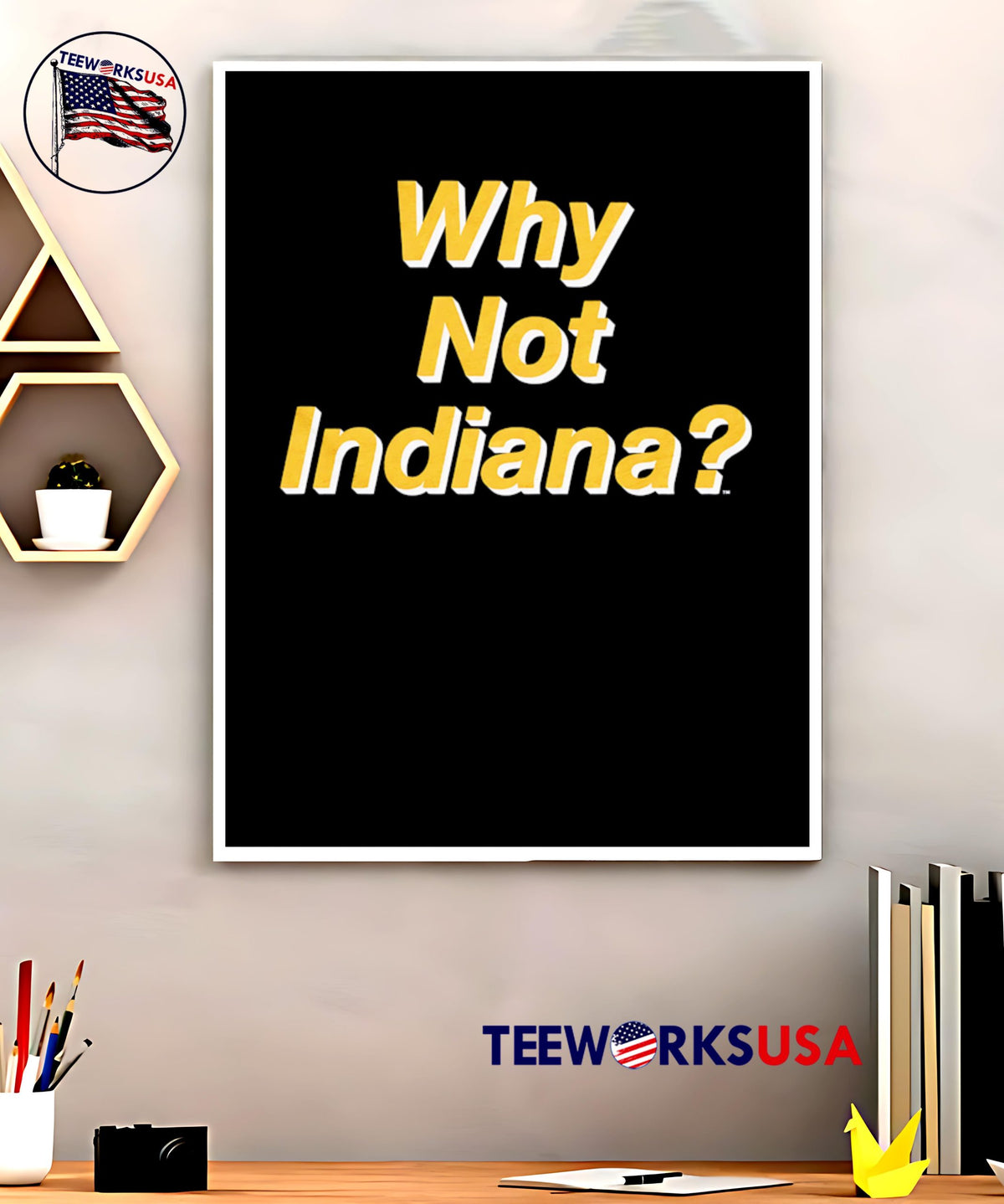 Why Not Indiana Gold letter - Adult & Kids T-Shirts, Sweatshirts & Hoodies apparel design preview 5