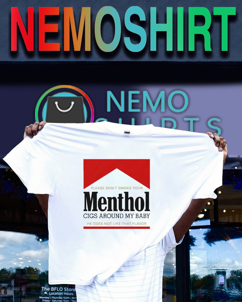 Please don't smoke your menthol cigs around my baby - Adult & Kids T-Shirts, Sweatshirts & Hoodies apparel design preview 1