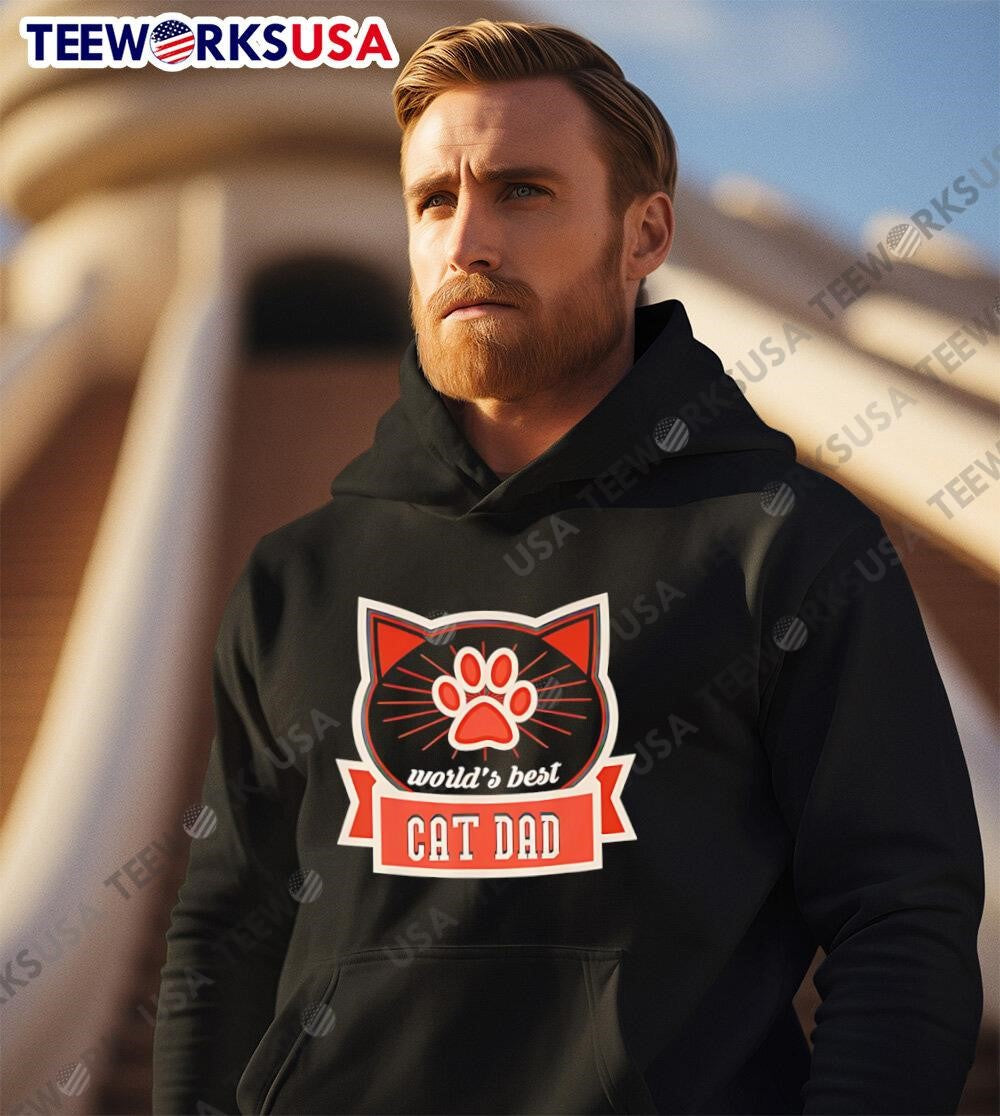 Worlds Best Cat Dad retro - Adult & Kids T-Shirts, Sweatshirts & Hoodies apparel design preview 2