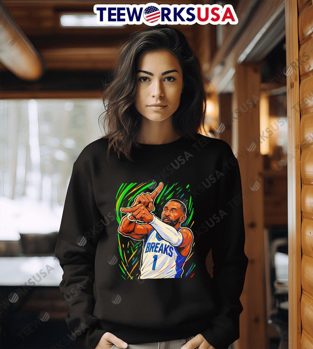 Breaks Number 1 Basketball Player Green Background - Adult & Kids T-Shirts, Sweatshirts & Hoodies apparel design preview 6