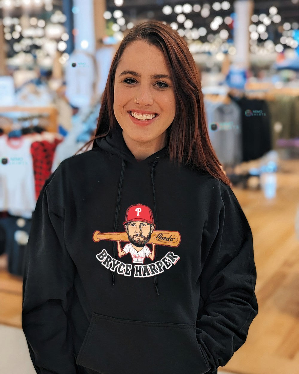 Philadelphia Phillies Bryce Harper Mondo bat player - Adult & Kids T-Shirts, Sweatshirts & Hoodies apparel design preview 3