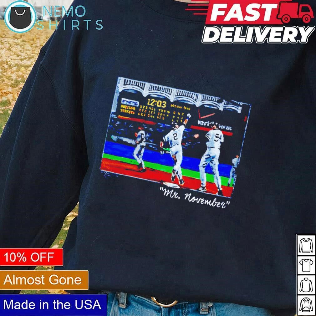 Mr. November Derek Jeter homers in the 10th inning - Adult & Kids T-Shirts, Sweatshirts & Hoodies apparel design preview 1
