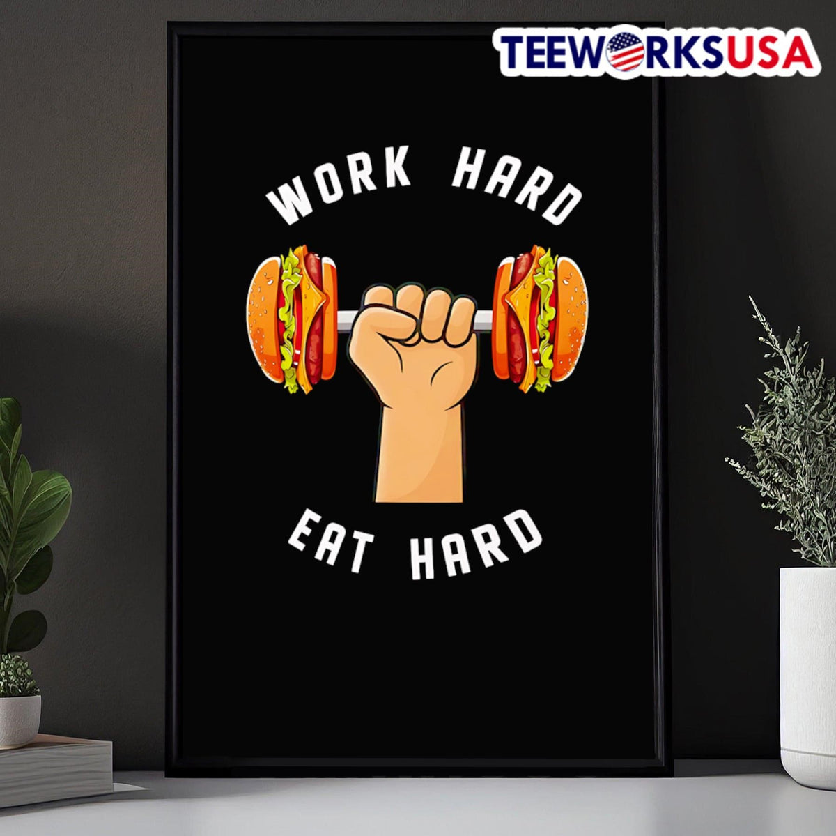 Hamburger work hard eat - Adult & Kids T-Shirts, Sweatshirts & Hoodies apparel design preview 5