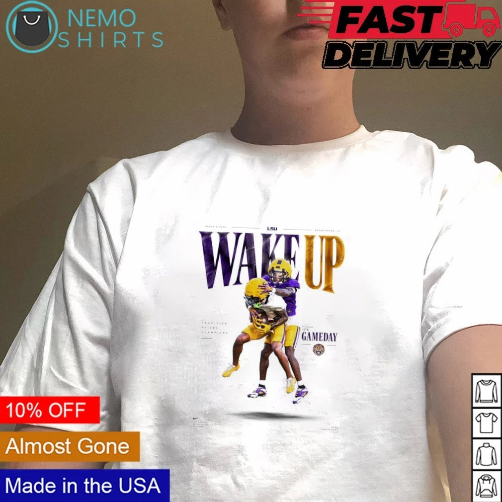 LSU Tigers Wake Up It's Gameday Football - Adult & Kids T-Shirts, Sweatshirts & Hoodies apparel design preview 4