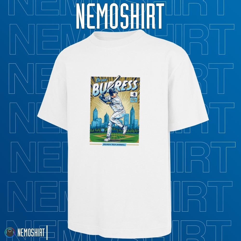 Drew Burress #8 Georgia Tech Yellow Jackets baseball - Adult & Kids T-Shirts, Sweatshirts & Hoodies apparel design preview 1
