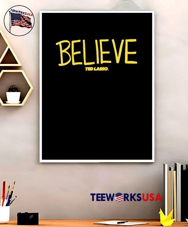 Ted Lasso Believe Yellow Handwritten Marker Text - Adult & Kids T-Shirts, Sweatshirts & Hoodies apparel design preview 5