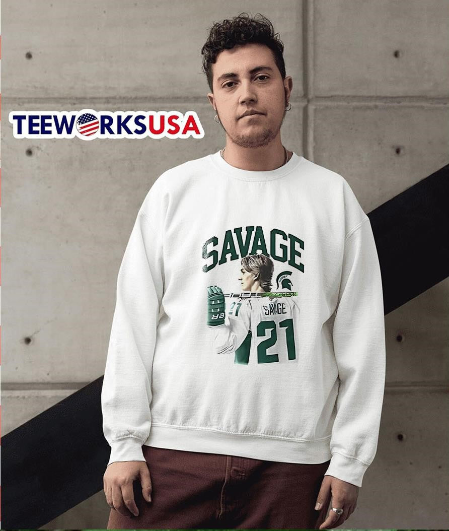 Savage #21 Michigan State Spartans Hockey Player - Adult & Kids T-Shirts, Sweatshirts & Hoodies apparel design preview 5