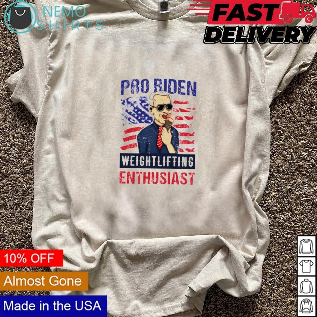 Pro Biden weightlifting enthusiast eating cream USA - Adult & Kids T-Shirts, Sweatshirts & Hoodies apparel design preview 3