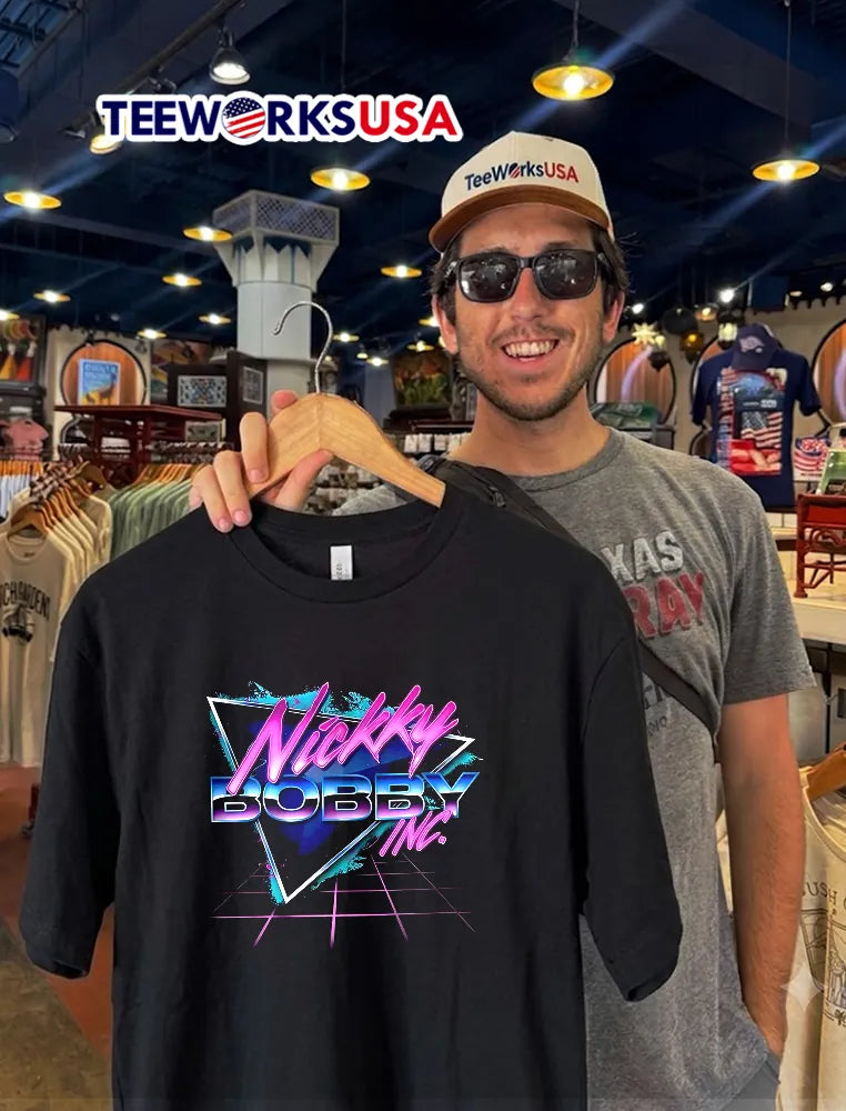 Nickky Bobby Inc Retro Synthwave Triangle Grid Neon - Adult & Kids T-Shirts, Sweatshirts & Hoodies apparel design preview 2