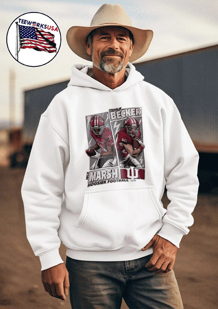 Indiana Hoosiers #11 Nick Marsh and #80 Charlie - Adult & Kids T-Shirts, Sweatshirts & Hoodies apparel design preview 3