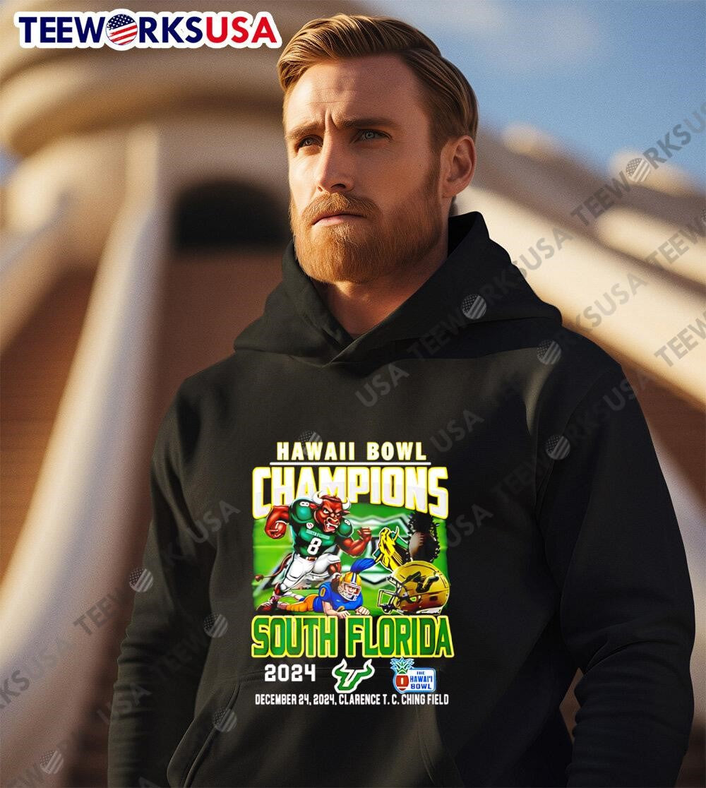 Hawaii Bowl Champions South Florida 2024 - Adult & Kids T-Shirts, Sweatshirts & Hoodies apparel design preview 3