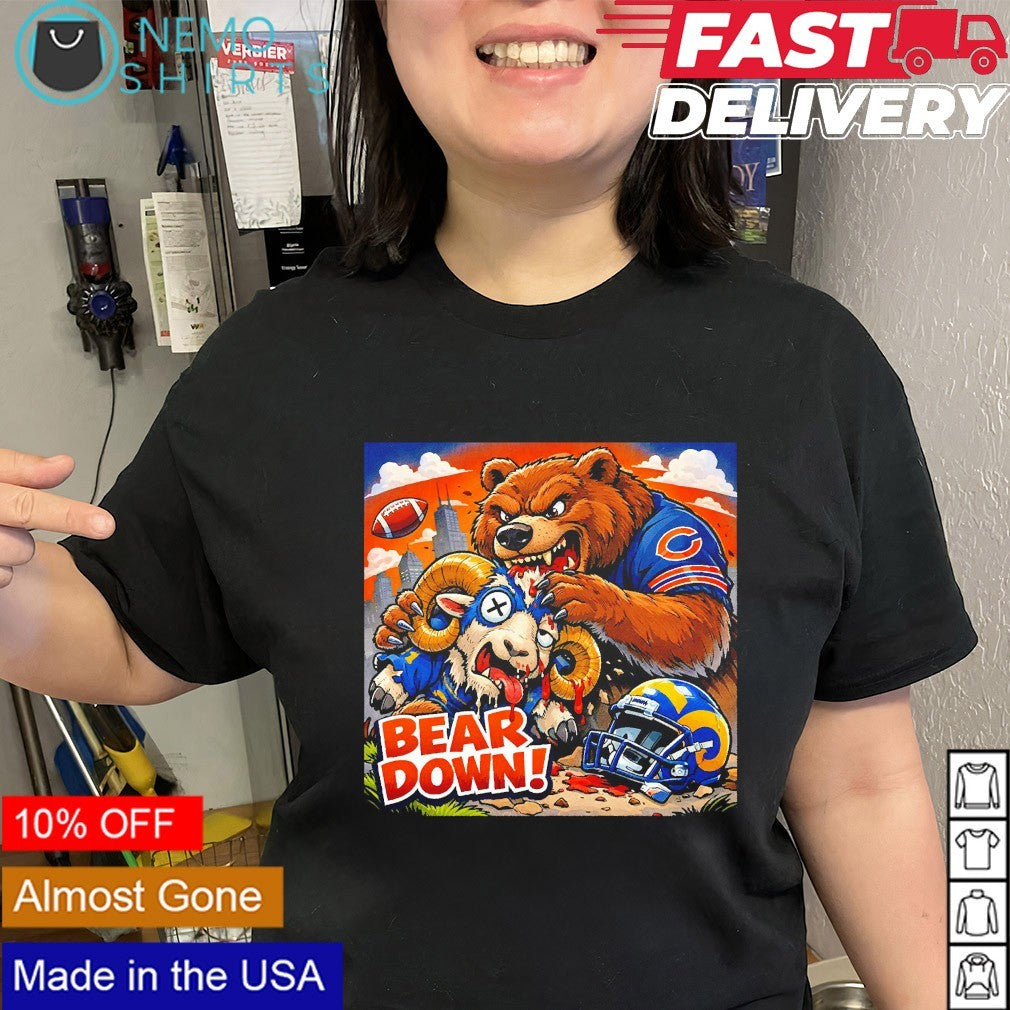 Bear down Chicago Bears beat Los Angeles Rams mascot - Adult & Kids T-Shirts, Sweatshirts & Hoodies apparel design preview 2