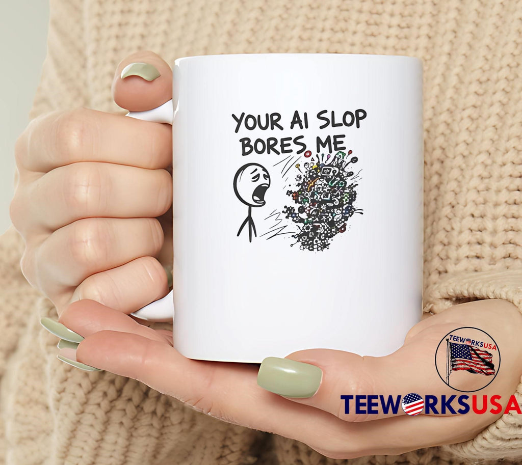 Bored Stick Figure Yelling Your AI Slop Bores Me - Adult & Kids T-Shirts, Sweatshirts & Hoodies apparel design preview 4