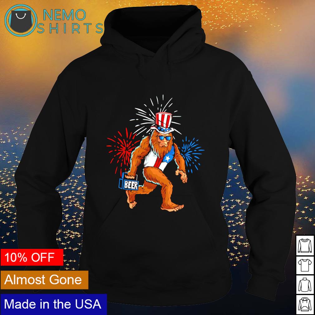 Bigfoot holding beer happy Independence day - Adult & Kids T-Shirts, Sweatshirts & Hoodies apparel design preview 2