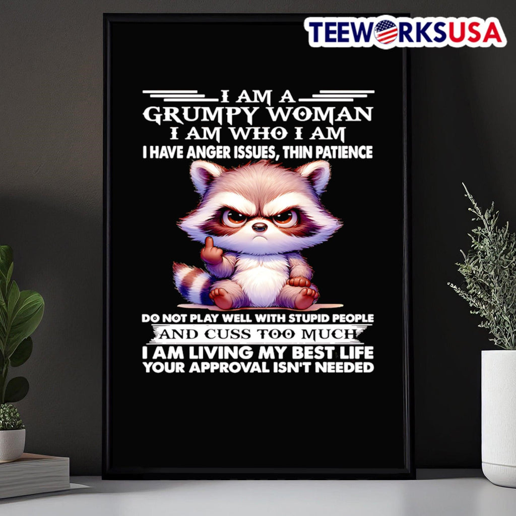 Raccoon I am a grumpy woman who have anger issues - Adult & Kids T-Shirts, Sweatshirts & Hoodies apparel design preview 5
