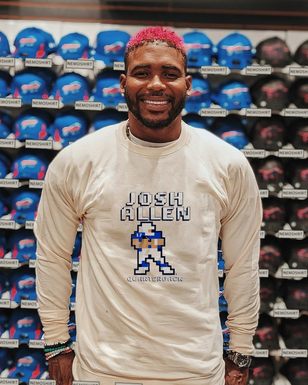 Josh Allen quarterback Buffalo Bills pixel - Adult & Kids T-Shirts, Sweatshirts & Hoodies apparel design preview 2