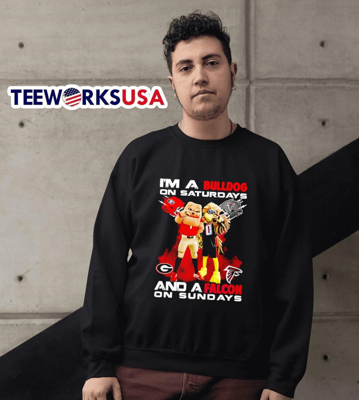 I'm a Bulldog on Saturdays and Falcon Sundays mascot - Adult & Kids T-Shirts, Sweatshirts & Hoodies apparel design preview 3