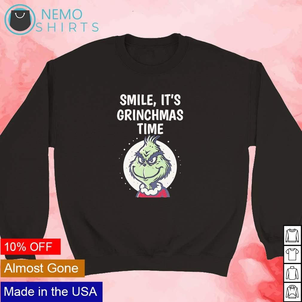 Grinch smile it's grinchmas time - Adult & Kids T-Shirts, Sweatshirts & Hoodies apparel design preview 4