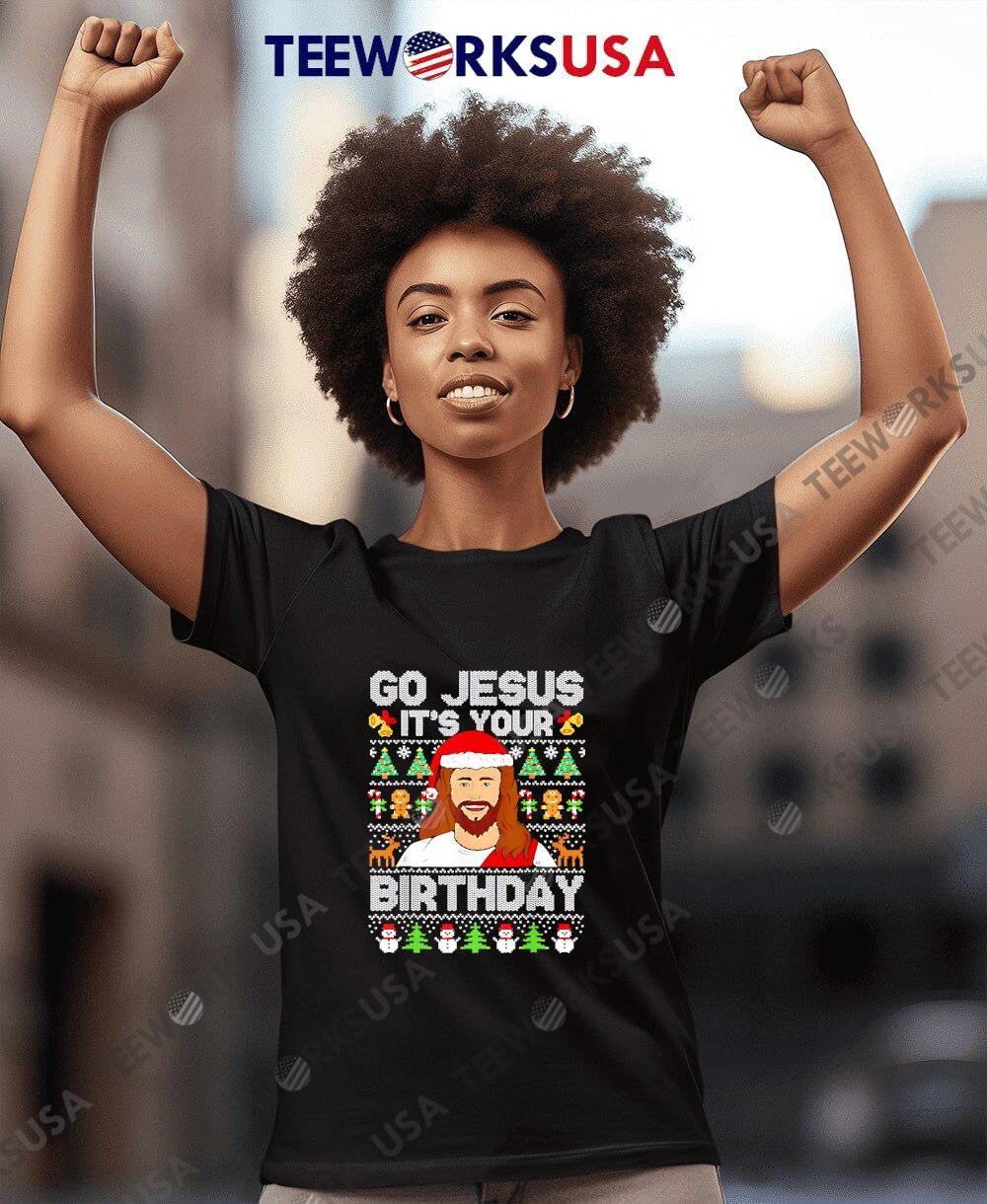 Go Jesus Its your birthday ugly christmas - Adult & Kids T-Shirts, Sweatshirts & Hoodies apparel design preview 7