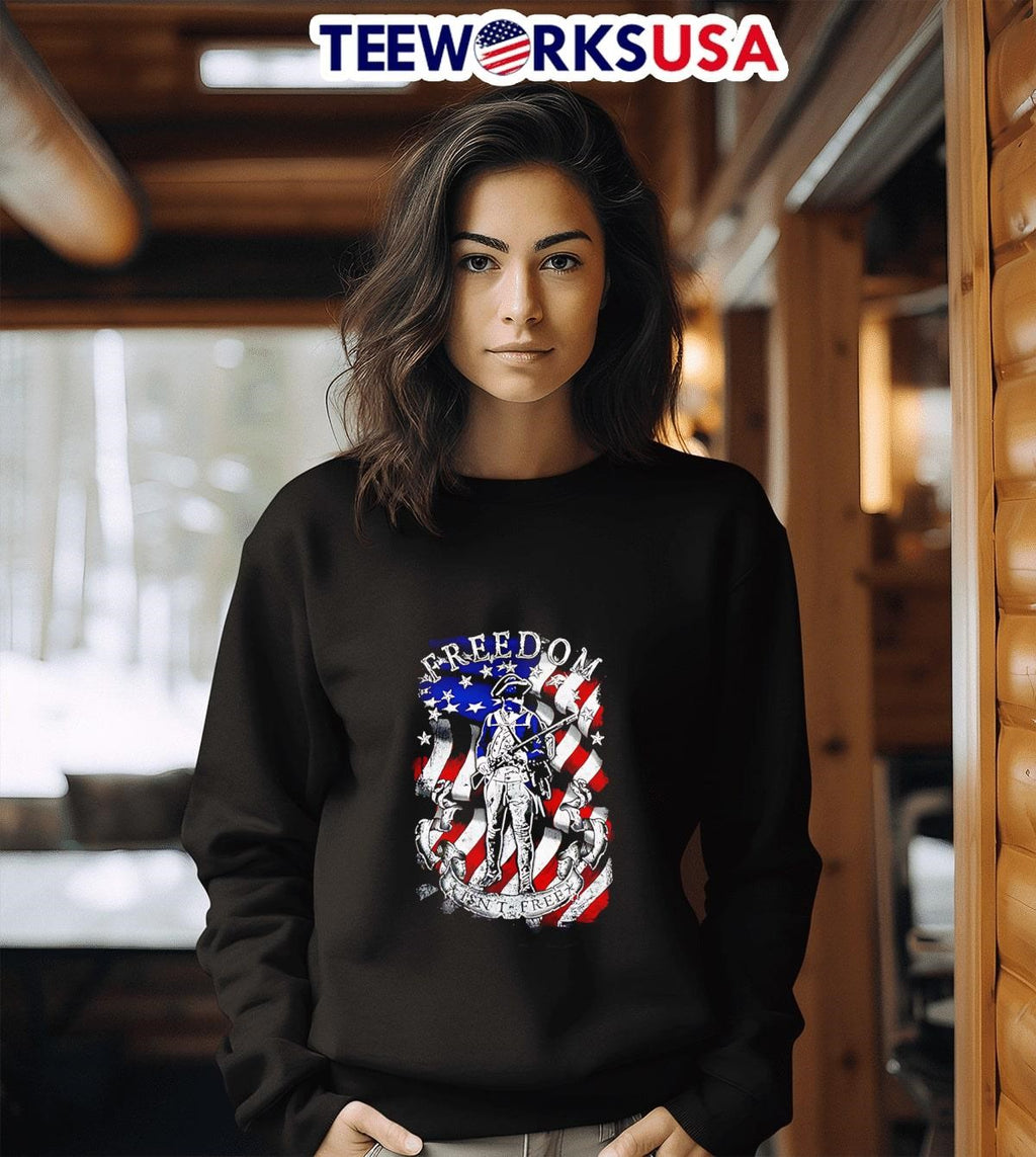 Freedom Isn't Free Muscle American Flag - Adult & Kids T-Shirts, Sweatshirts & Hoodies apparel design preview 3