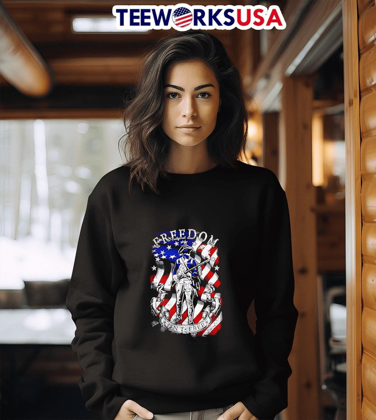 Freedom Isn't Free Muscle American Flag - Adult & Kids T-Shirts, Sweatshirts & Hoodies apparel design preview 3