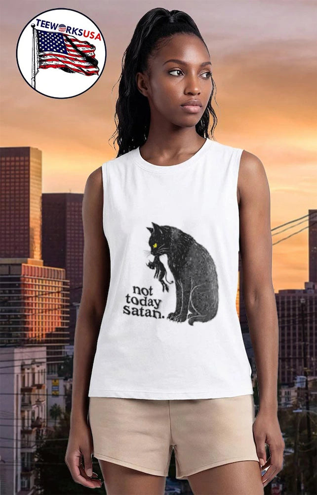 Not Today Satan Black Cat - Adult & Kids T-Shirts, Sweatshirts & Hoodies apparel design preview 6