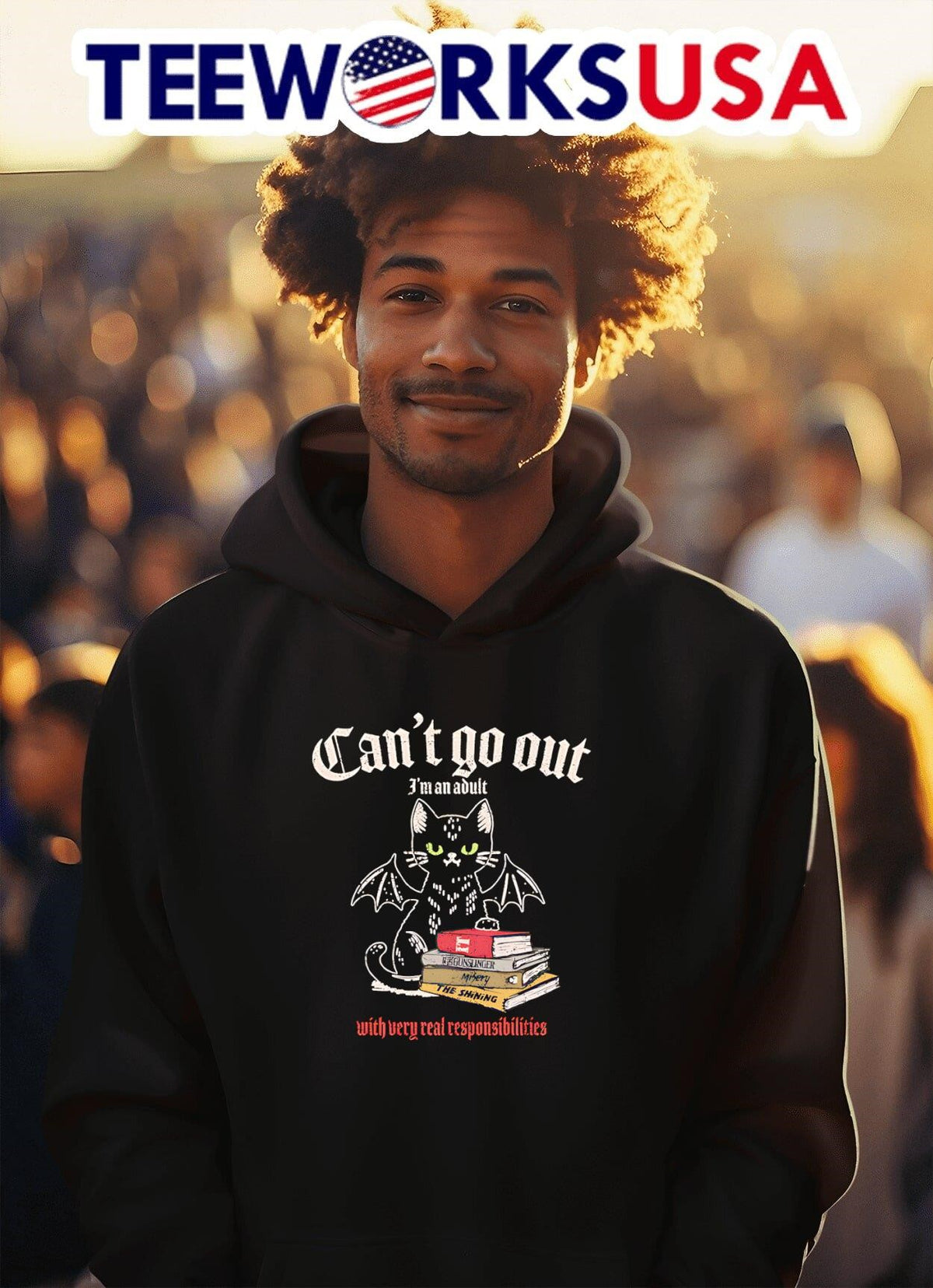 Can't go out I'm an adult with very real - Adult & Kids T-Shirts, Sweatshirts & Hoodies apparel design preview 2