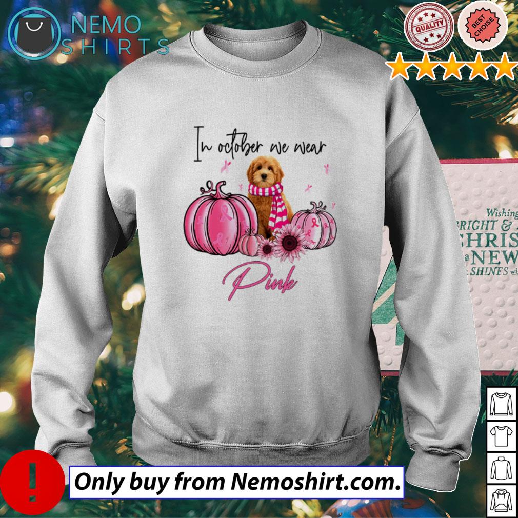 In October we wear pink cancer Goldendoodle - Adult & Kids T-Shirts, Sweatshirts & Hoodies apparel design preview 4
