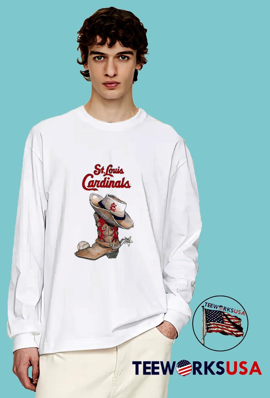 St. Louis Cardinals Cowboy Boot - Adult & Kids T-Shirts, Sweatshirts & Hoodies apparel design preview 4