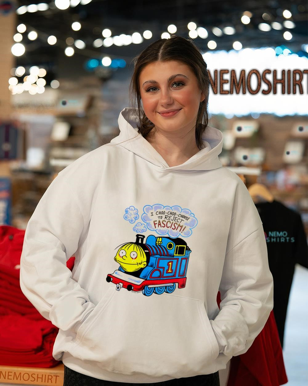 Ralph Wiggum I choo-choo-choose to reject fascism - Adult & Kids T-Shirts, Sweatshirts & Hoodies apparel design preview 3