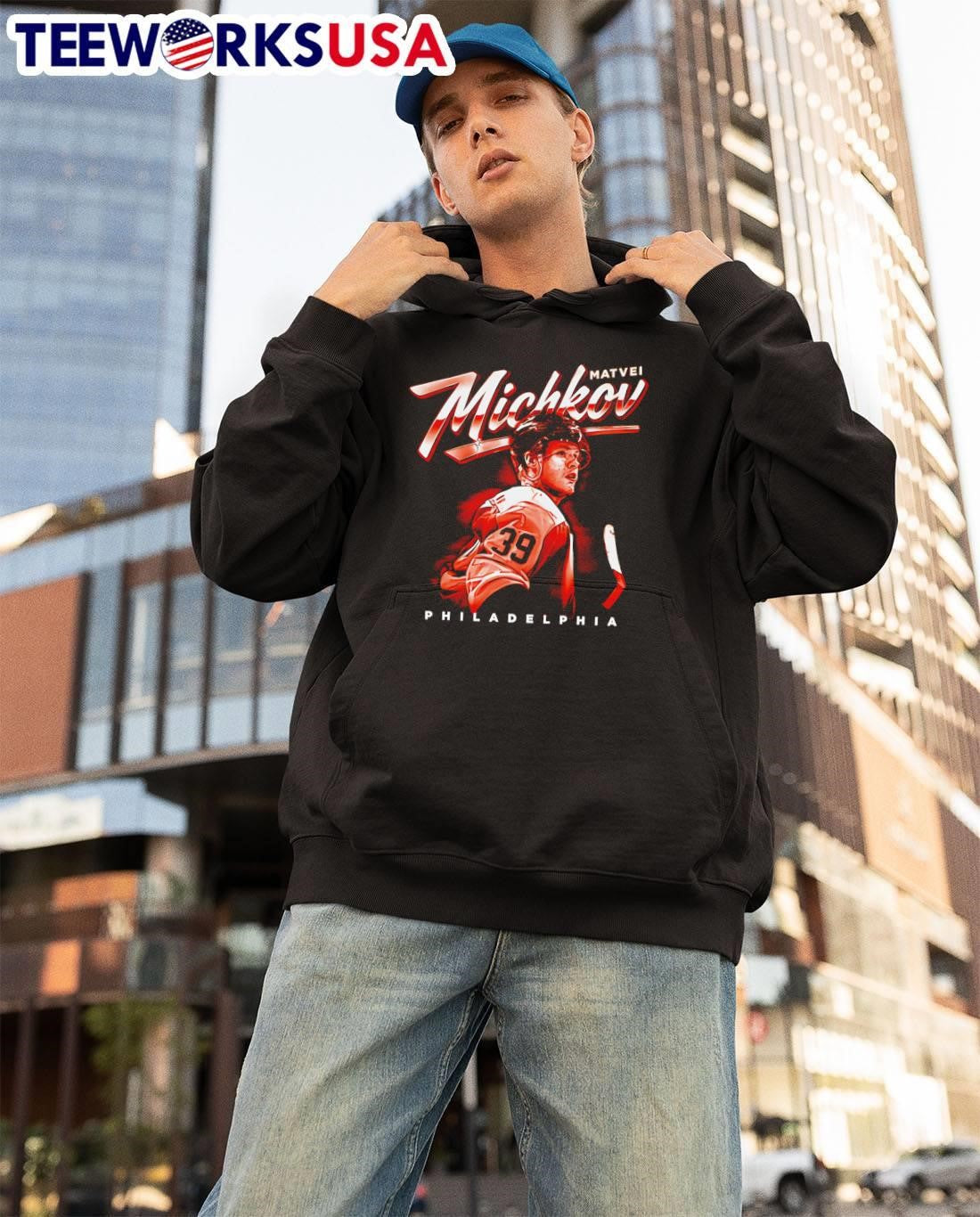 Matvei Michkov Philadelphia Bitmap American ice - Adult & Kids T-Shirts, Sweatshirts & Hoodies apparel design preview 3