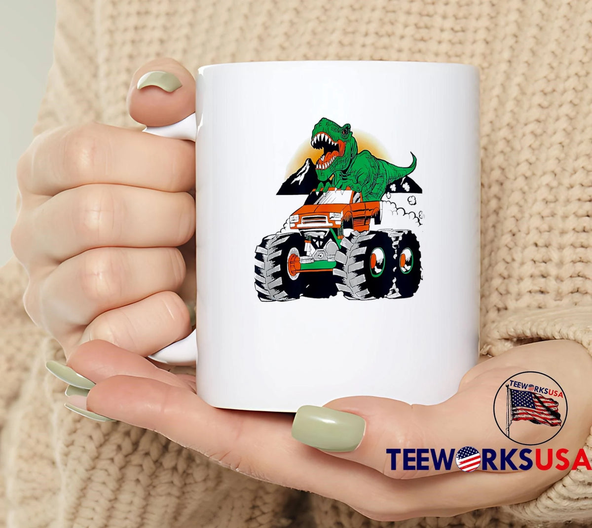 Dino Drive T-Rex Monster Truck - Adult & Kids T-Shirts, Sweatshirts & Hoodies apparel design preview 4