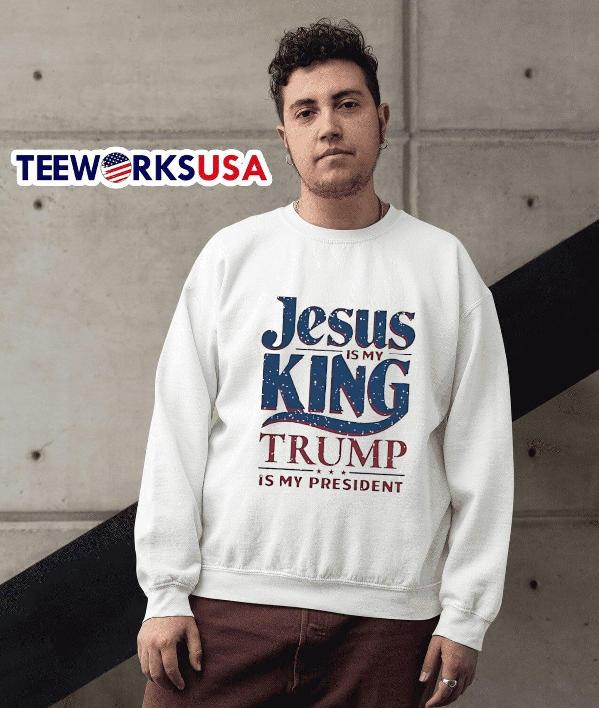Jesus Is My King Trump President - Adult & Kids T-Shirts, Sweatshirts & Hoodies apparel design preview 3