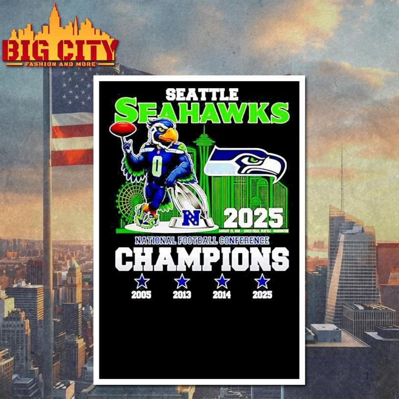 Seattle Seahawks mascot Blitz National Football - Adult & Kids T-Shirts, Sweatshirts & Hoodies apparel design preview 4