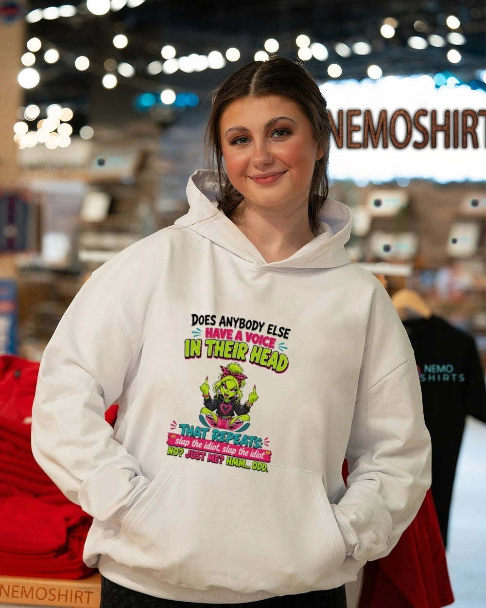 Grinch middle finger does anybody else have a voice - Adult & Kids T-Shirts, Sweatshirts & Hoodies apparel design preview 5